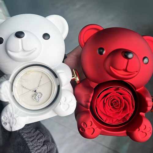 Rose Bear with Hidden Necklace