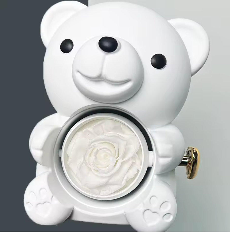 Rose Bear with Hidden Necklace