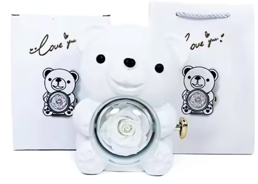 Rose Bear with Hidden Necklace
