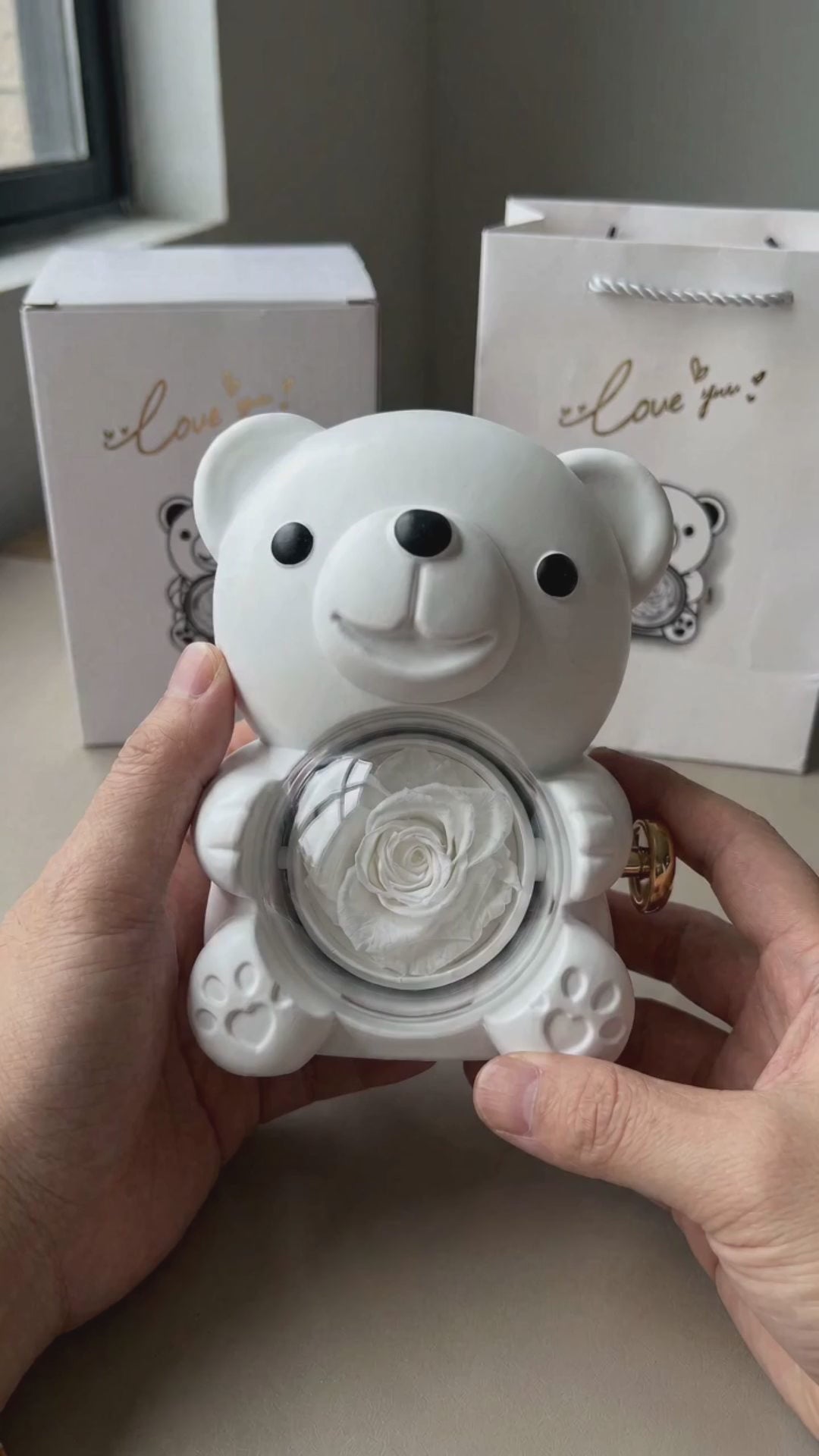Rose Bear with Hidden Necklace